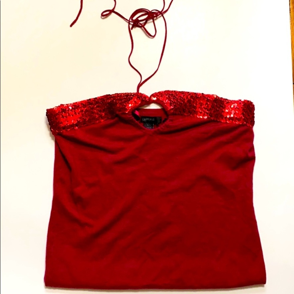 Express red sequins top size: L